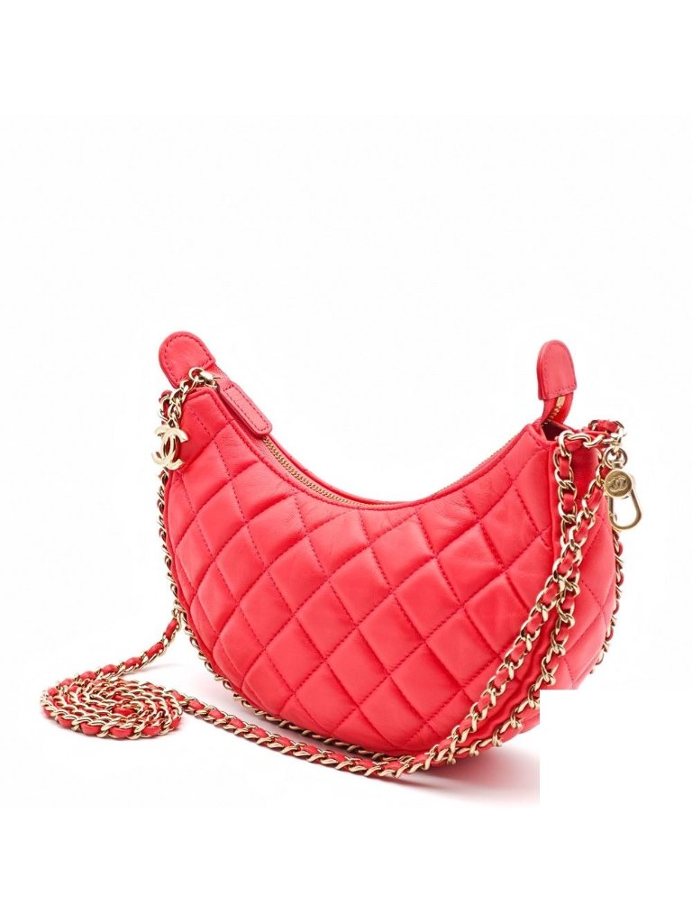 Chanel Quilted Lambskin Pink Chain Shoulder Bag